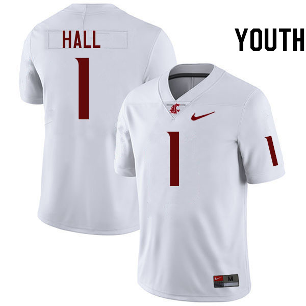 Youth #1 Stephen Hall Washington State Cougars College Football Jerseys Stitched-White